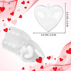 Jishi Clear Plastic Heart Ornaments 10-Pack Christmas Ornament Fillable Balls for DIY Crafts, Christmas Tree Decorations, Wedding Party, Xmas Holiday Home Decor, Open Decorative Hanging Ornaments 65mm