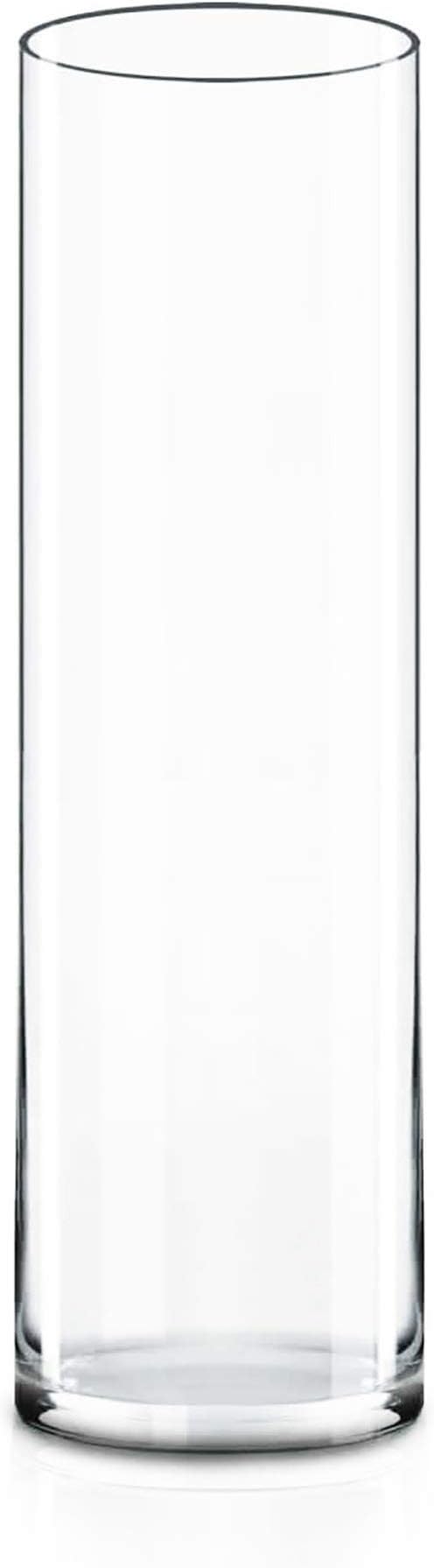 CYS Excel Glass Cylinder Vase (H:18" D:5") | Multiple Size Choices Glass Flower Vase Centerpieces | Hurricane Floating Candle Holder Vase