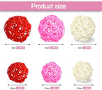 Qingbei Rina Valentine's Day 20 PCS Wicker Rattan Balls, Red Pink White Decorative Balls for Bowls, Vase Filler for Centerpieces, Bowl Fillers for Home Decor(Pink Red White)