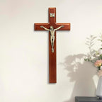 SISSIDA Crucifix Wall Cross, Handmade Wooden Catholic Crosses for Wall Decor - 12 Inch