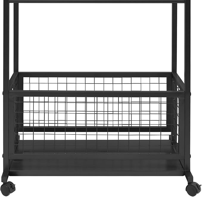 16-Layer Scarf Display Stand, Rolling Scarf Organizer Holder Hanging Rack with Wheels & Storage Basket for Retail Store Boutique Display Bedroom, W26.5*D16.9*H59in (Black)