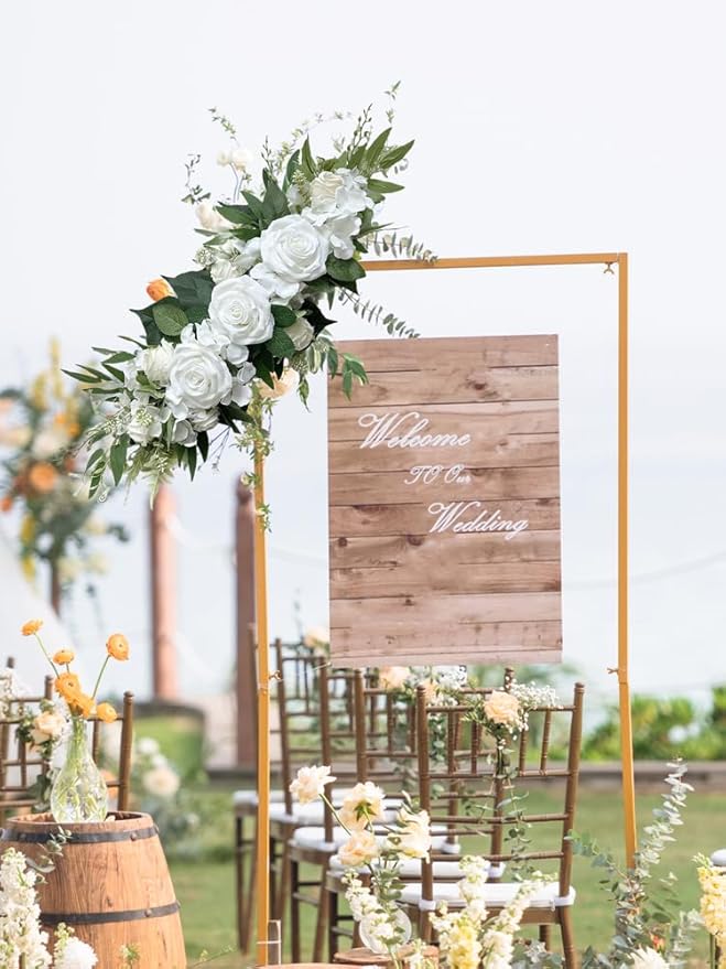 Artificial Flower Swag, Silk Rose Hydrangea Swag Arch Garland, Front Door Decorative Floral Swags, Wedding Arch Flowers, Rustic Artificial Floral Swag for Door Lintel (B)