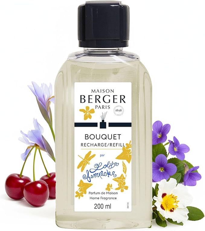 Maison Berger Lolita Lempicka Fragrance Refill – 200mL (6.76 Fluid Ounces) Scented Oil for Reed and Ceramic Diffusers Designer Collaboration – Gourmand Floral Scent with Ivy, Violet, and Tonka Bean
