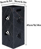 Freestanding Square Umbrella Stand with Removable Drip Tray – Black Compact Storage Organizer for Entryway, Hallway, Office