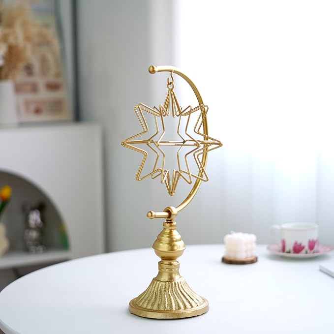 HLQMFHT 5.6" W x 16.3" H Metal Geometric Abstract Sculpture on Cast Iron Base,Metal Geometric Sculpture Decor Sphere, Tabletop,Living Room,Study,Bedroom,Home Decor