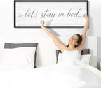 Lets Stay in Bed Wall Decor Above Bed 41.3''×15'' Large Farmhouse Wall Decor for Bedroom Guest Room Decor Framed Wood Wall Art Rustic Master Bedroom Wall Decoration (black frame)