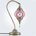 Yarra-Decor Turkish Moroccan Lamp with Bronze Base 3 Color Options Handmade Swan Neck Tiffany Mosaic Glass Bedside Lamps for Bedroom (LED Bulb Included) (3)