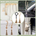 PH PandaHall 4pcs Wood Bead Garlands 12.6 Inch Decorative Wooden Hanging Bead Garland with Tassels for Vase Door Knob Hanging Ornaments Farmhouse Dector, Black/Natural Wood
