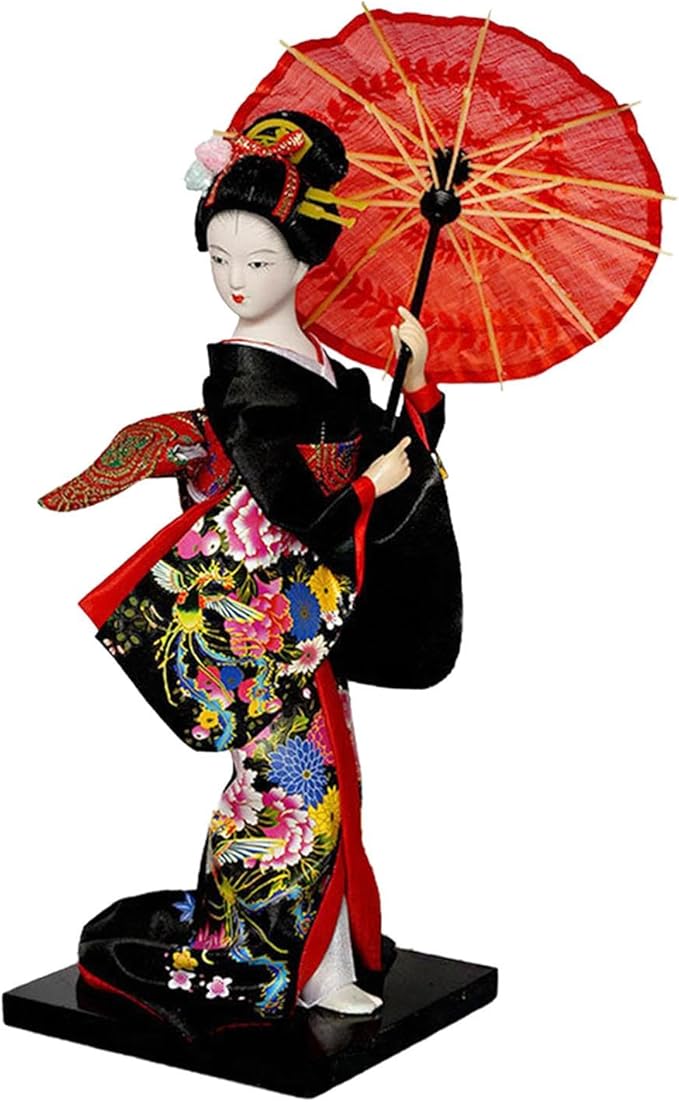 Japanese Geisha Kimono Doll Geisha Kimono Statue Asian Geisha Collectible Figurine 10 inch for Table Centerpieces,Living Room, 25 cm