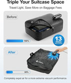 1-Pack Vacuum Seal Bags for Clothing Travel with Portable USB-Powered Pump, Triple Your Space, Reusable Space Saver Compression Bags for 27"- 32" Luggage Suitcase & Home Storage (Large)