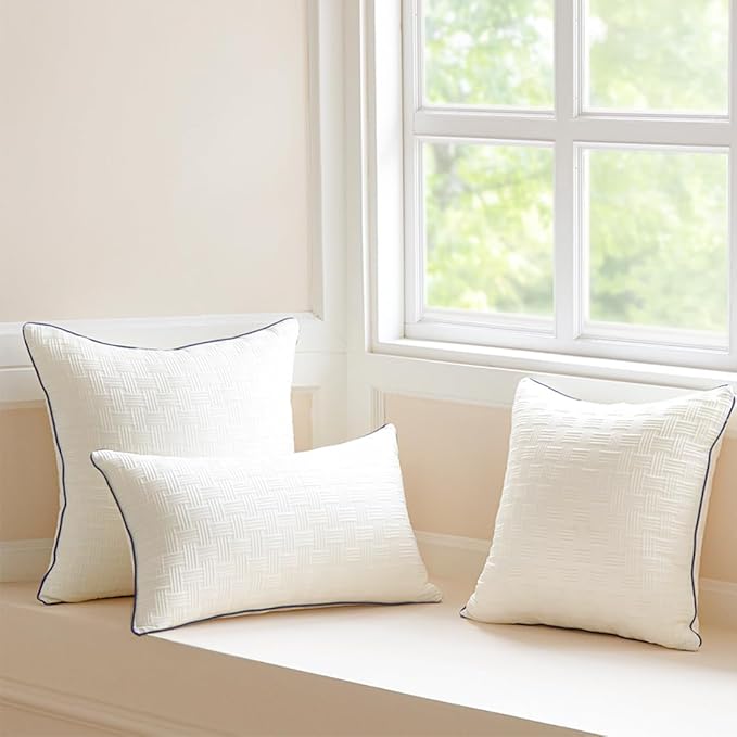 Oubonun 22 x 22 Pillow Inserts Set of 2 - Square Decorative Throw Pillows for Couch Bed Sofa Living Room 100% Polyester Filling Beige 22 Inch Pillows