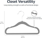 Amazon Basics Kids Velvet, Non-Slip Clothes Hangers for Infant and Toddler, 11.6 inches (for Baby Clothes), Gray (Pack of 4)