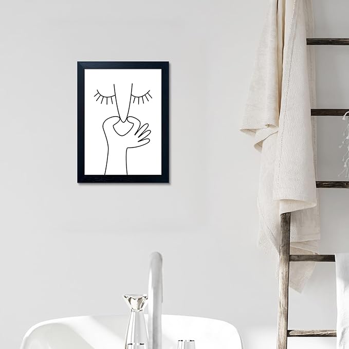 Framed Black and White Bathroom Wall Decor Funny Bathroom Wall Art Bad Smell Humor Canvas Print Artwork for Washroom Sign Decor