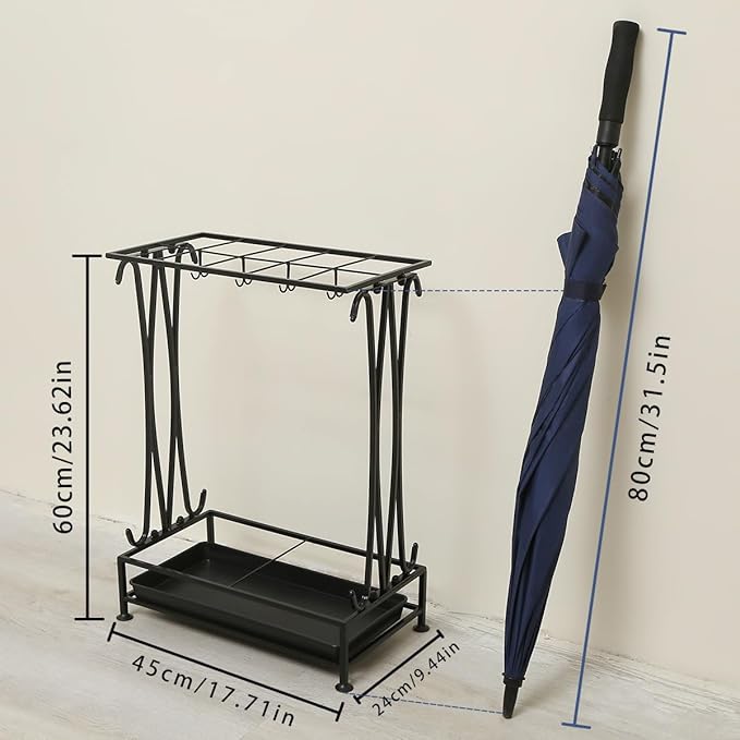 Umbrella Holder, Umbrella Stand Indoor Entryway, Umbrella Holder Outdoor, Umbrella Rack, Metal, Black