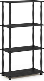 Furinno TURN-N-TUBE Storage Shelves, 4-Tier Book Shelf, Corner Shelf, Toolless Open Shelves, Classic Tubes, for Organization and Storage, Living Room, Home Office, Americano