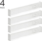 mDesign Expandable Dresser Drawer Divider with Foam Ends, Drawer Divider Locks in Place, Separators for Clothing and Accessories in Closet or Dresser Drawer, Ligne Collection, 4 Pack, White
