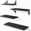 YGEOMER Wall Shelves, Black Floating Shelves Different Sizes for Living Room, Bathroom, Bedroom, Kitchen, Home Decor (Set of 4)