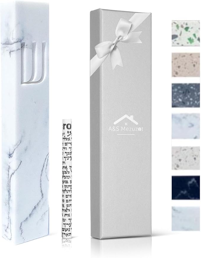 A&S Mezuzot A&S Modern Stone Mezuzah Case Design, Mezuza Cover for Scroll Protection, Easy Peel and Stick Houswarming Gift and Home Blessing