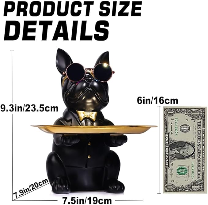 French Bulldog Gifts Statue Tray Organizer for Keys, Candy, Jewelry, Earrings, Entrance Piggy Bank - Modern Decor Resin French Bulldog Decor Entryway Table, Coffee Table, Office Desk, Home Decor