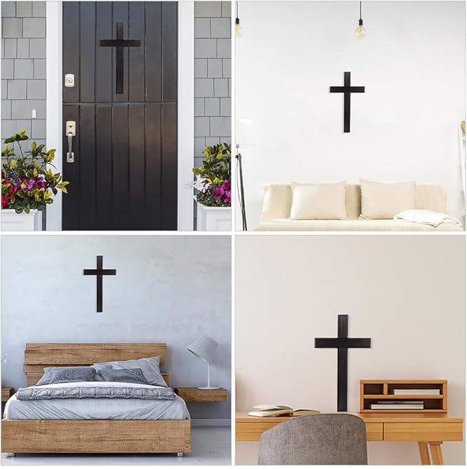 BESPORTBLE 2pcs Wooden Cross Wall Decor for Home, Weddings, Parties, Christian Religious Meditation, Spiritual Wall Cross for Churches and Prayer Rooms, Black