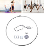 Complete Aerial Hoop Kit Professional Aerial Lyra Hoop Set Pilates Ring Single Point Yoga Ring Dancing Circus Aerial Yoga Equipment for Dancing Yoga Training,Silver