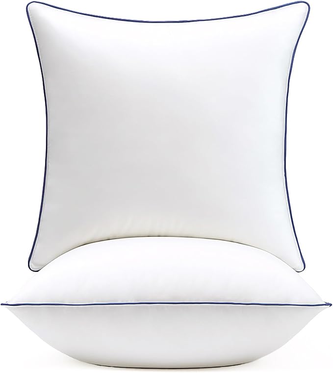 puredown® 24x24 Pillow Inserts Set of 2, Overfilled Down Alternative Euro Pillows with 100% Cotton Cover, Plush Fluffy Decorative Throw Pillows for Couch, Sofa, Bed and Home Decor