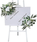 2X Wedding Arch Flowers Decorative Swags Floral Swag Welcome Sign Decoration for Party, White Flowers