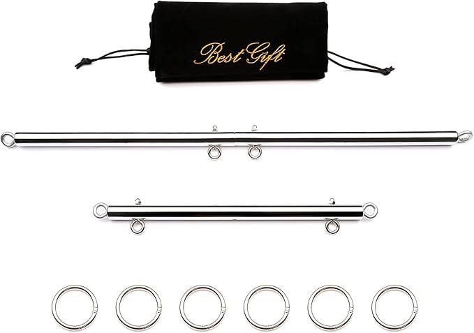 2pcs Silver Portable Restore Spreader Bar, Exercise Guide Pilates Sports Aid Training Fitness Gear, Home Yoga Gym Kit with Fur Flocking Storage Bag