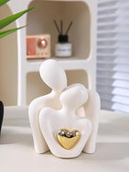 Mini Hugging Couple Statue Ceramic Lover Figurine Home Decor is a Romantic Gift for Her on Wedding Anniversary and Valentines, TV Stand Decoration Knick Knacks for Shelves (White)
