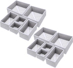 uxcell 1 Set Foldable Cloth Storage Box, 12 Slots Fabric Socks Underwear Drawer Dividers Organizers Baskets Bins for Clothes Socks Scarves Ties, Light Gray