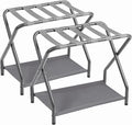AMHANCIBLE Luggage Rack, Set of 2, Foldable Suitcase Stands for Guest Room, Metal Luggage Holder with Storage Shelf for Bedroom, Hotel, Easy Assemble, HLR02GY