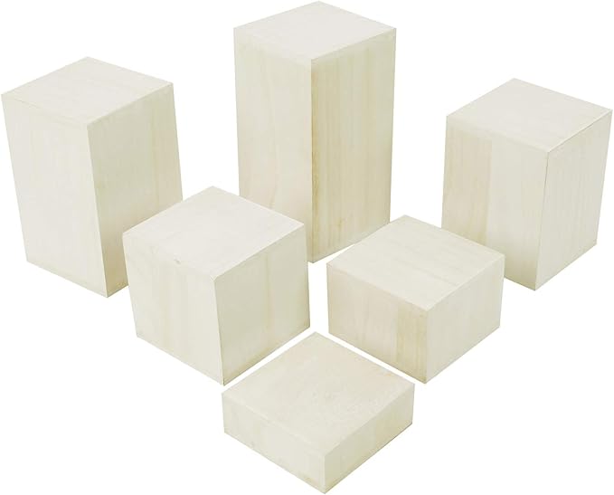 Mooca Wooden 6 Pcs Square Risers for Display Jewelry and Accessories Display Stand (Wash White)