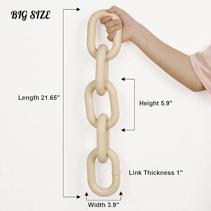 HMASYO Wood Chain Link Decor, 5-Link Wooden Decorative Chain Home Decor Accents, Coffee Table Decor, Shelf Decor Aesthetic, Bookshelf Table Decorative Objects for Living Room, Housewarming Gifts