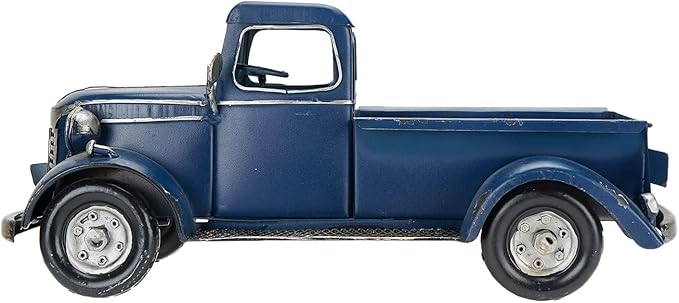 SOFFEE DESIGN 12in Collectible-Vehicles Classic Truck, Pick-up Model Iron Decorations, Collectible Figurine Desktop Car Wine Holder for Home Decor, Dark Blue