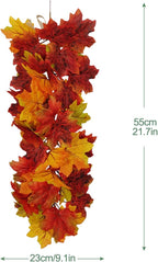 MSUIINT Artificial Flower Swag, 2Pcs Hanging Maple Swag Fall Garland Wall Swag Front Door Swag with Maple Leaves Floral Swag Harvest Swag for Home Wall Decor Party Holiday Decor (21.7In)