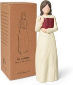 Cuayaes Book Lover Gifts for Women Readers, Teachers, Graduates, Students, Bookshelf Decor Aesthetic Hand Painted Sculpted Figure for Home Desk Office Living Room Decor