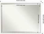 Amanti Art White Wall Mirror 32x42 Morgan White Silver Rectangle Bathroom Mirror for Wall Decor Living Room, X-Large Modern Wood Frame, Hangs Horizonally and Vertically, Bathroom Decor, Beveled Edge
