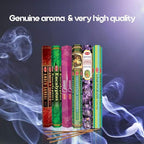 HEM assorted best sellers incense sticks pack of 6 - 120 Sticks, Fragrance - Lemongrass, Lavender, Egyptian Jasmine, Ambar Sandalo, Opium, Eucalyptus