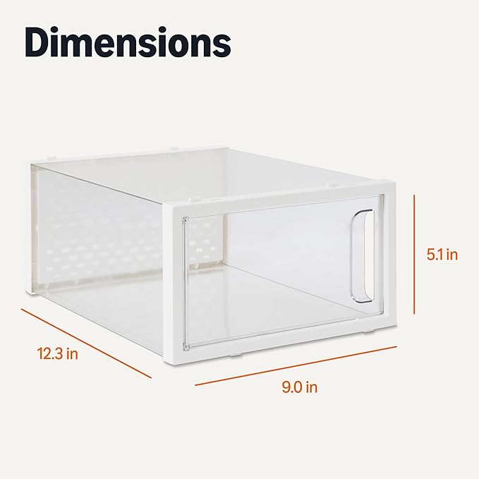 Amazon Basics Stackable and Foldable Clear Shoe Storage Organizer Box, Small, 12-Pack