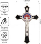 TALPGOD 7 Inch St Benedict Crucifix Black,Crucifix Wall Cross for Catholic Decor,Jesus Christ Hanging Cross Wall Art Decor,Escapularios Catolicos,Saint Benedict Medal for Home Decoration
