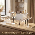 QWORK Round Acrylic Products Display Riser Stands, 3 Tier Jewelry Display Stands for Rings Earrings,Mini Figurines, Clear, 2 Pack