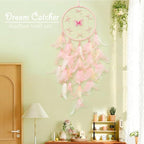 Handmade Feather Dream Catchers, Dream Catchers for Girls with Butterfly, Art Room Decoration for Kids Bedroom, Home Decoration Wedding Party Blessing Gift (Purple)