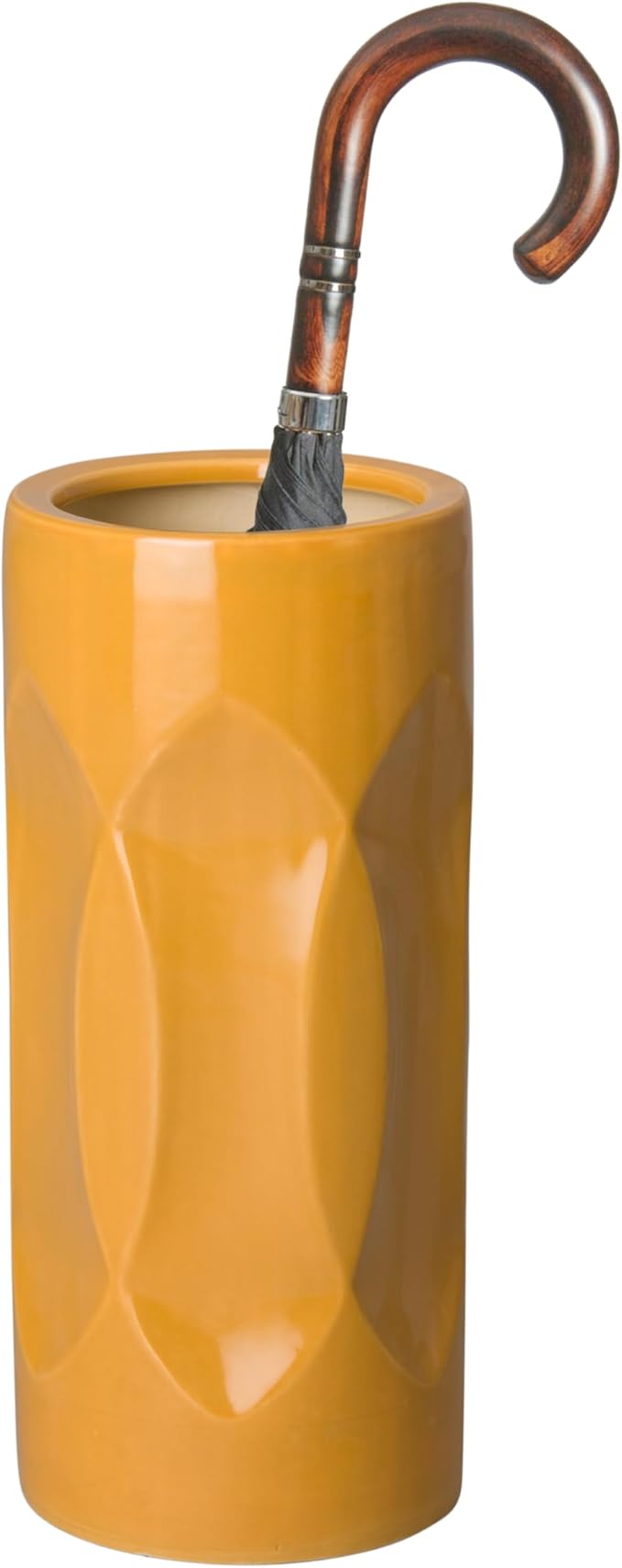 Emissary Home and Garden Ellipse 19.5 in. H Round Ceramic Umbrella Stand in Butterscotch with High-fire Treatment