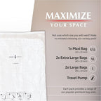 GENIE SPACE Premium Vacuum Storage Bags for Clothes, Bedding and Travel, Variety 5-Pack (1 XXL + 2 XL + 2 L), Airtight, Odor-Proof and Reusable Space Saver Bags with Double Zipper Seal and Hand Pump