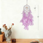 Dream Catcher for Girls Bedroom Wall Decoration, 4.4" x 18" Traditional Circular Net Wall Hanging Home Decor, Purple