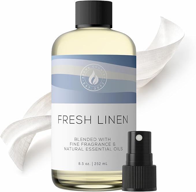 AROMA COUNTRY Fresh Linen Diffuser Oil - Luxury Essential Oils for Diffuser Refill & Air Freshener Room Spray, Long-Lasting, Natural Home Fragrance & Hotel Scent for Diffusers & Machines (8.5 Fl oz.)