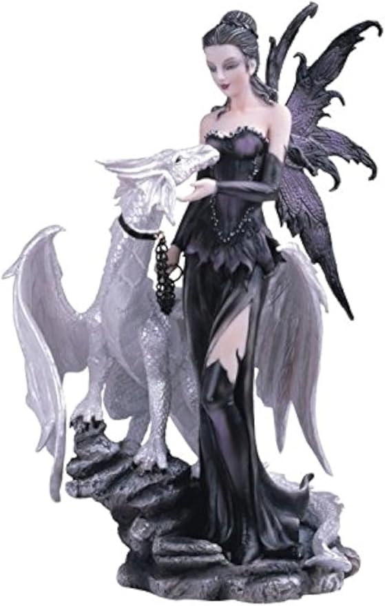George S. Chen Imports SS-G-91466 Black Fairy with White Dragon Collectible Figurine Decoration Statue