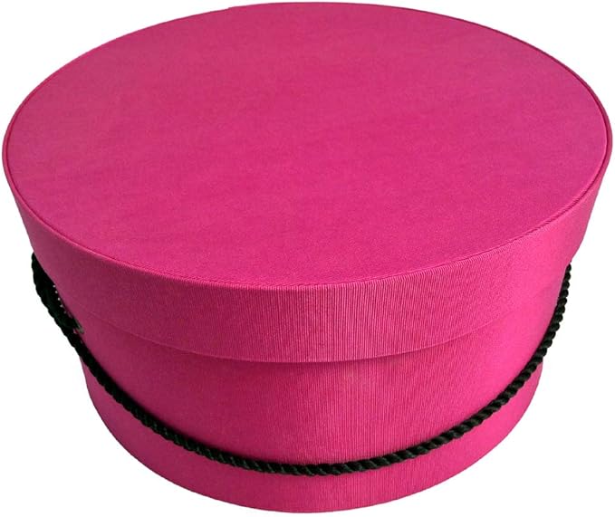 Sarah's Hat Boxes Classic Cerise Hat Box – 18.5" x 9.5" (Dia. x Ht.) Handmade in USA – Odorless Non-Toxic Adhesive, Cording Handle – Premium Storage for Hats & Accessories