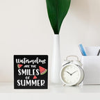 IYEZH Summer Decor Watermelon Wood Box Sign 5 x 5 Inches Desk Decor Rustic Country Wooden Square Sign Decor Watermelon Summer Decorations for Home Beach House Outdoor Shelf Wall Farmhouse Table Shelf