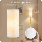 Dimmable Floor Lamp for Living Room with Remote and Foot Switch, Standing Tall Lamp, Bulb Included, 3000K-6500K, Beige and Gold, FCC Listed DE06LD05W1